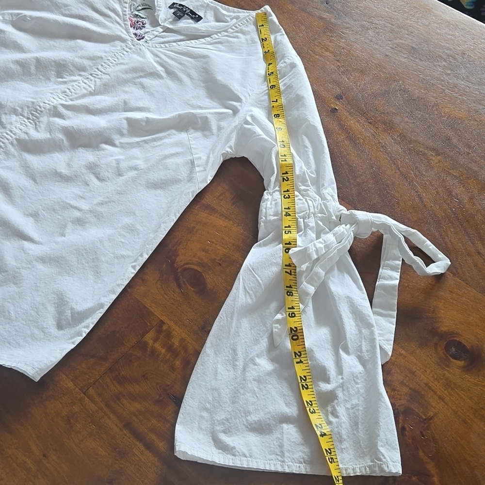 Velvet Heart 100% Cotton White Bell Sleeve Embroidered Boho Top Size Small - Picture 9 of 11